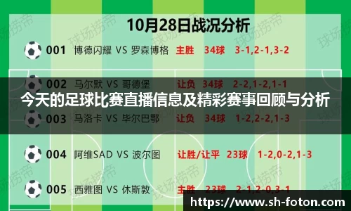 今天的足球比赛直播信息及精彩赛事回顾与分析
