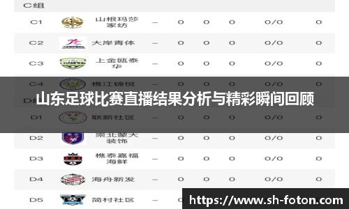 山东足球比赛直播结果分析与精彩瞬间回顾